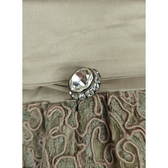 Vintage Catherine Regehr Silk Taffeta & Lace Gown S Green Dress Bow VTG - Picture 5 of 16